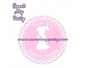 Girl Baptism stickers,Girl Christening thank you tags,(4)